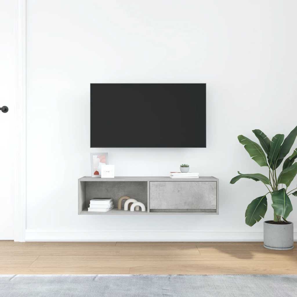 Tv-meubel 100x31x25,5 cm bewerkt hout betongrijs is nu te koop bij PeponiXL, paradijselijk wonen!