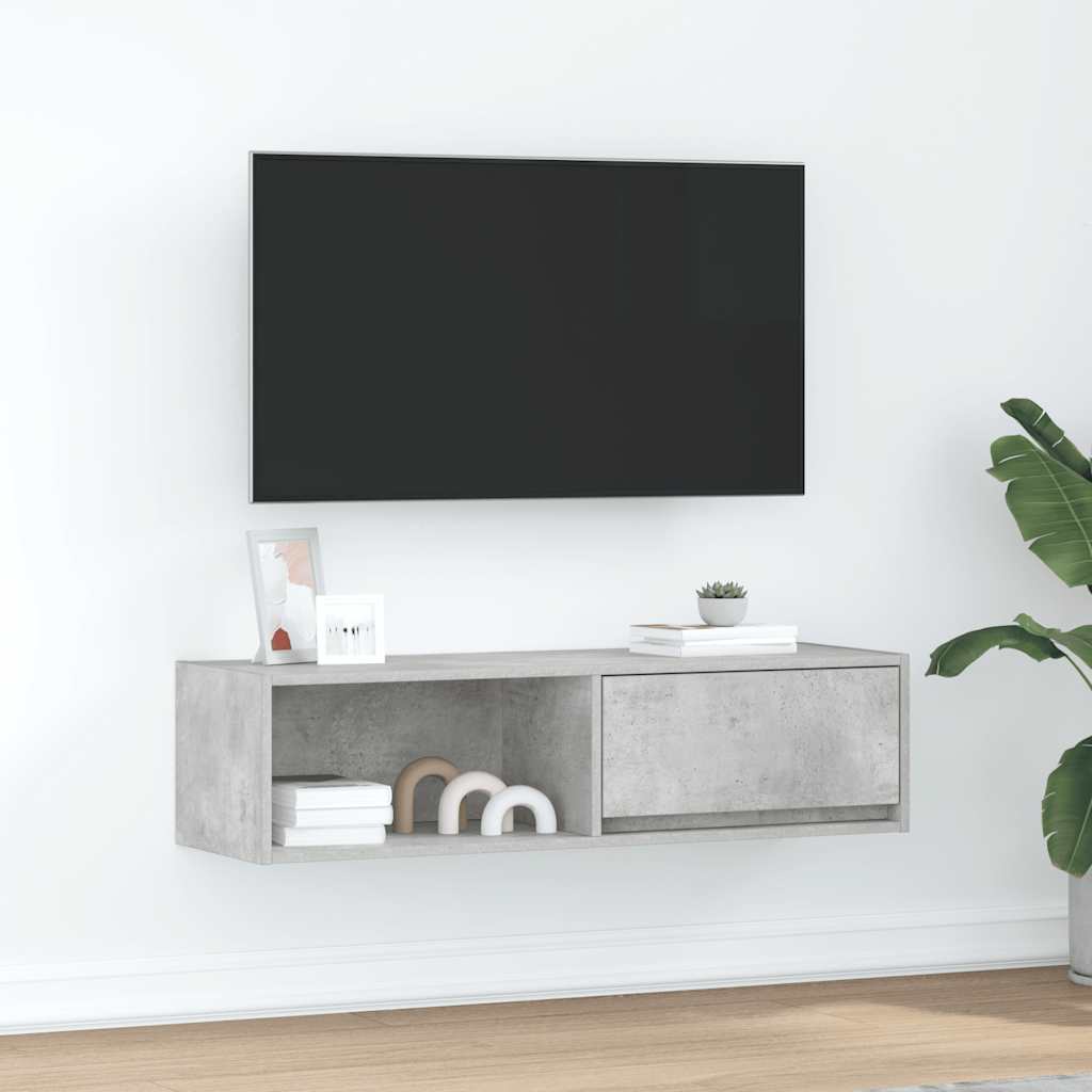 Tv-meubel 100x31x25,5 cm bewerkt hout betongrijs is nu te koop bij PeponiXL, paradijselijk wonen!