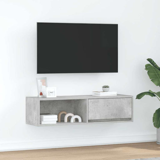 Tv-meubel 100x31x25,5 cm bewerkt hout betongrijs is nu te koop bij PeponiXL, paradijselijk wonen!