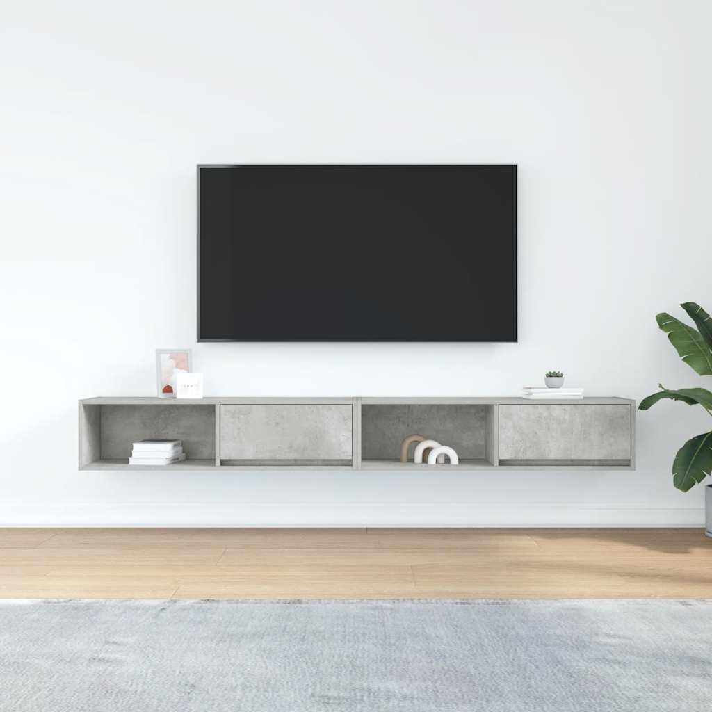 Tv-meubelen 2 st 100x31x25,5 cm bewerkt hout betongrijs is nu te koop bij PeponiXL, paradijselijk wonen!