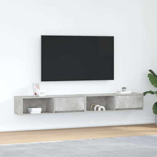 Tv-meubelen 2 st 100x31x25,5 cm bewerkt hout betongrijs is nu te koop bij PeponiXL, paradijselijk wonen!