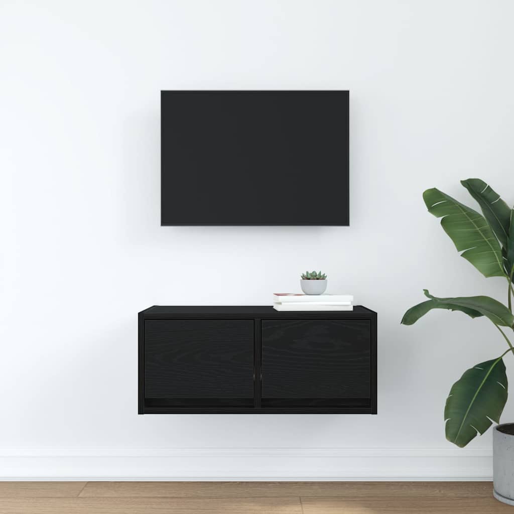 TV-meubel 60x31x25,5 cm spaanplaat zwart eikenkleurig is nu te koop bij PeponiXL, paradijselijk wonen!