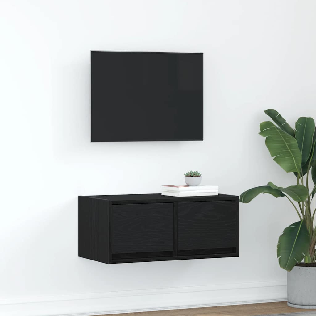 TV-meubel 60x31x25,5 cm spaanplaat zwart eikenkleurig is nu te koop bij PeponiXL, paradijselijk wonen!