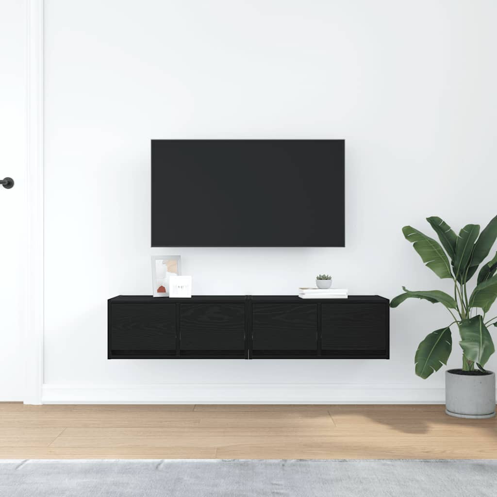 Tv-kasten 60x31x25,5 cm spaanplaat zwart eikenkleurig is nu te koop bij PeponiXL, paradijselijk wonen!