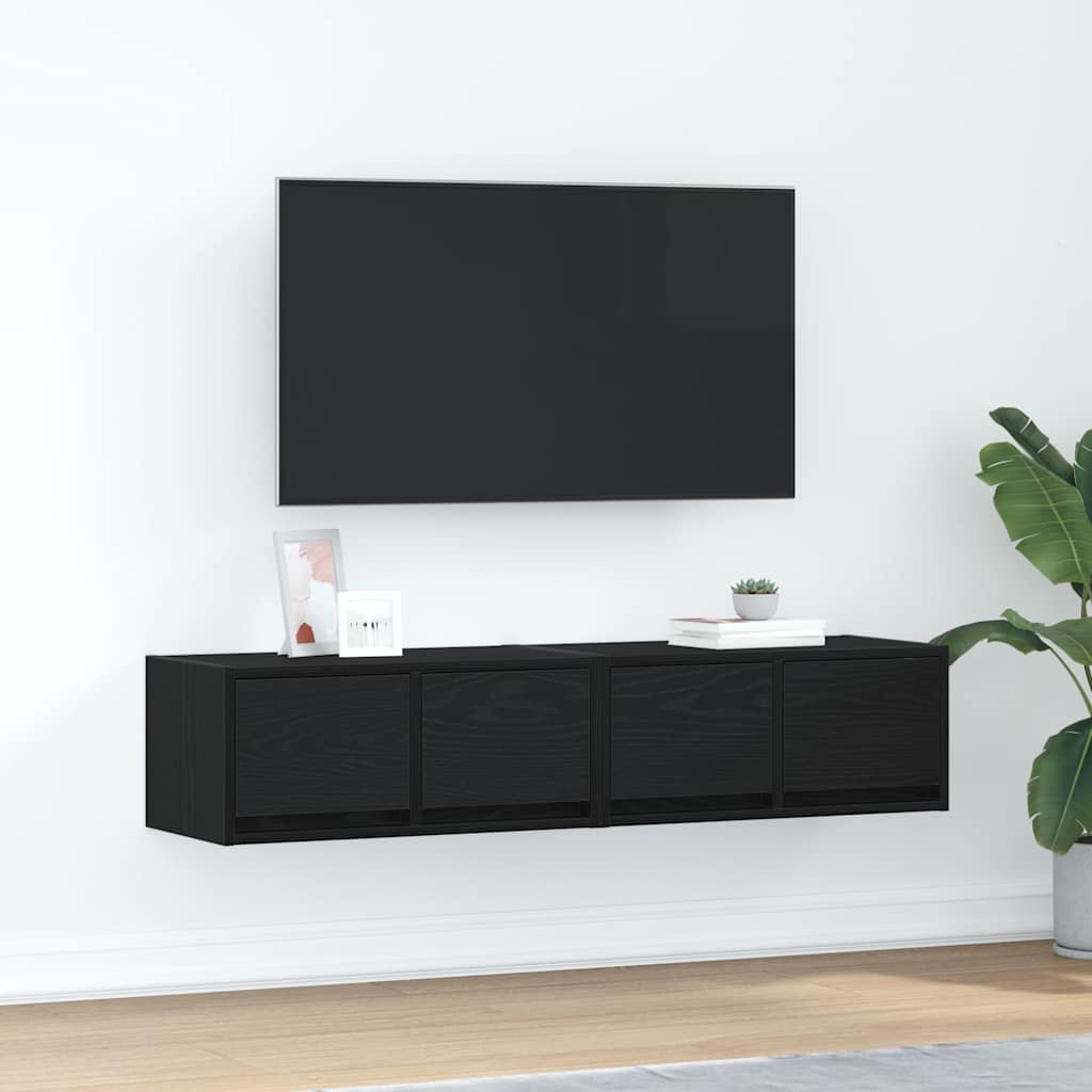 Tv-kasten 60x31x25,5 cm spaanplaat zwart eikenkleurig is nu te koop bij PeponiXL, paradijselijk wonen!