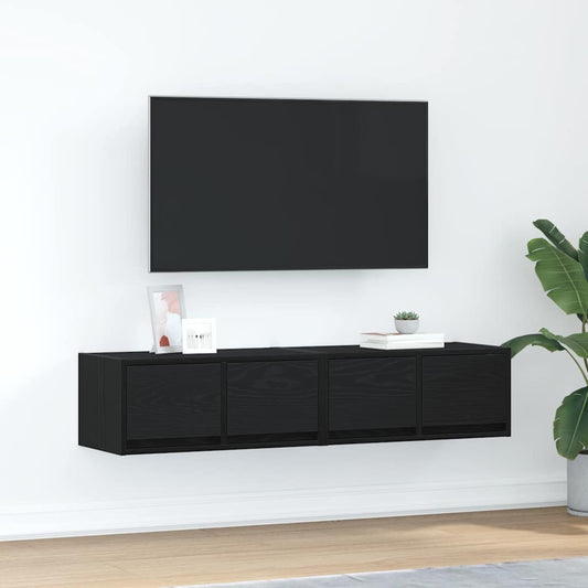 Tv-kasten 60x31x25,5 cm spaanplaat zwart eikenkleurig is nu te koop bij PeponiXL, paradijselijk wonen!