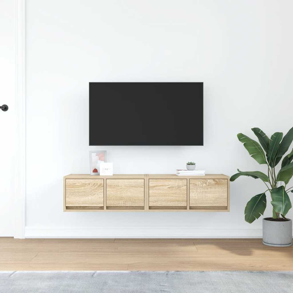 Tv-meubelen 2 st 60x31x25,5 cm bewerkt hout sonoma eikenkleurig is nu te koop bij PeponiXL, paradijselijk wonen!