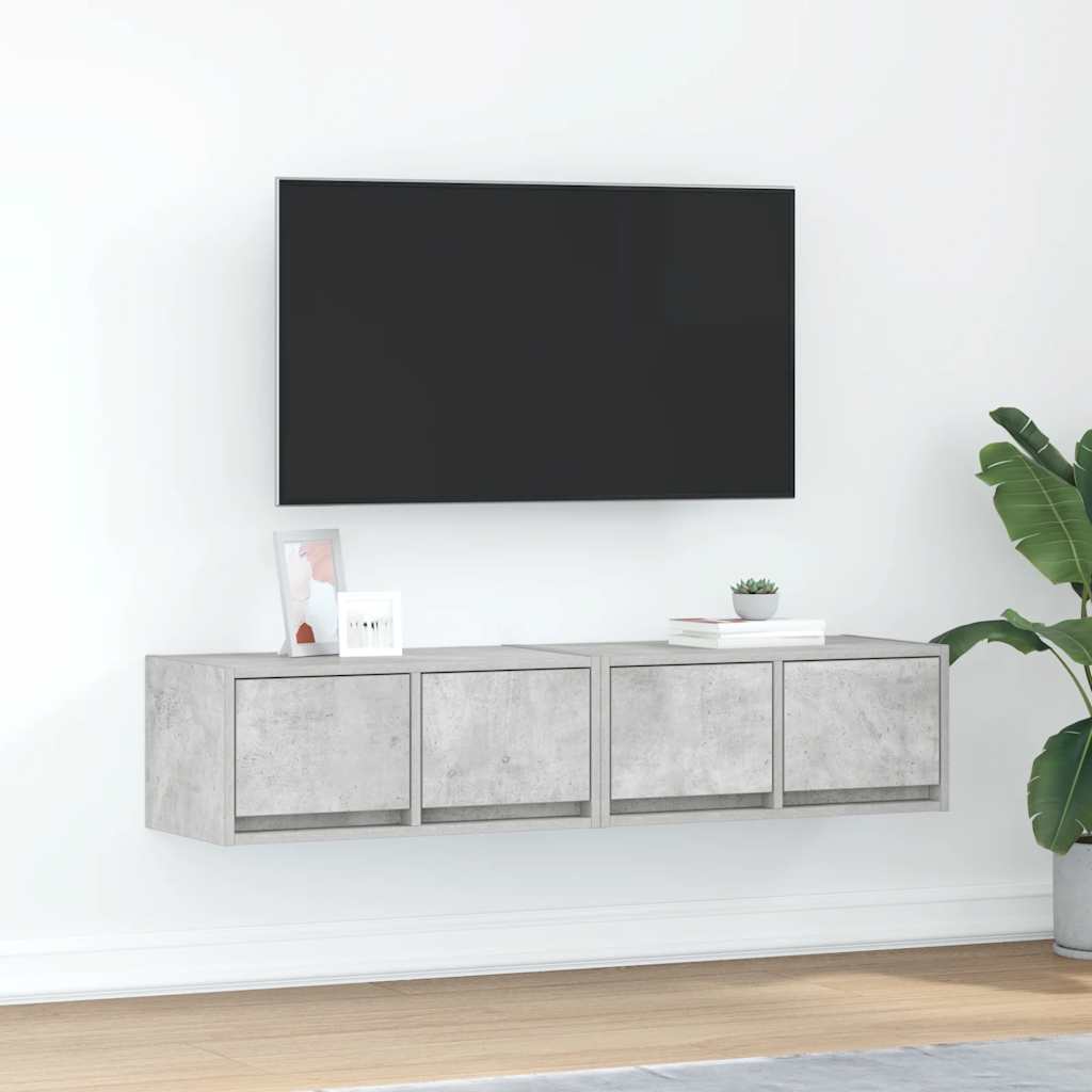 Tv-meubels 2 st 60x31x25,5 cm bewerkt hout betongrijs is nu te koop bij PeponiXL, paradijselijk wonen!