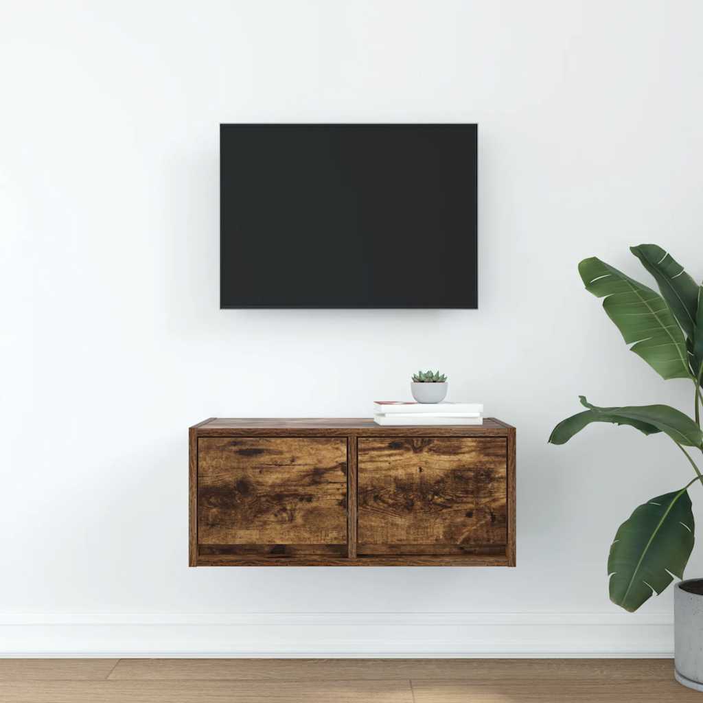 TV-meubel 60x31x25,5 cm bewerkt hout gerookt eikenkleurig is nu te koop bij PeponiXL, paradijselijk wonen!
