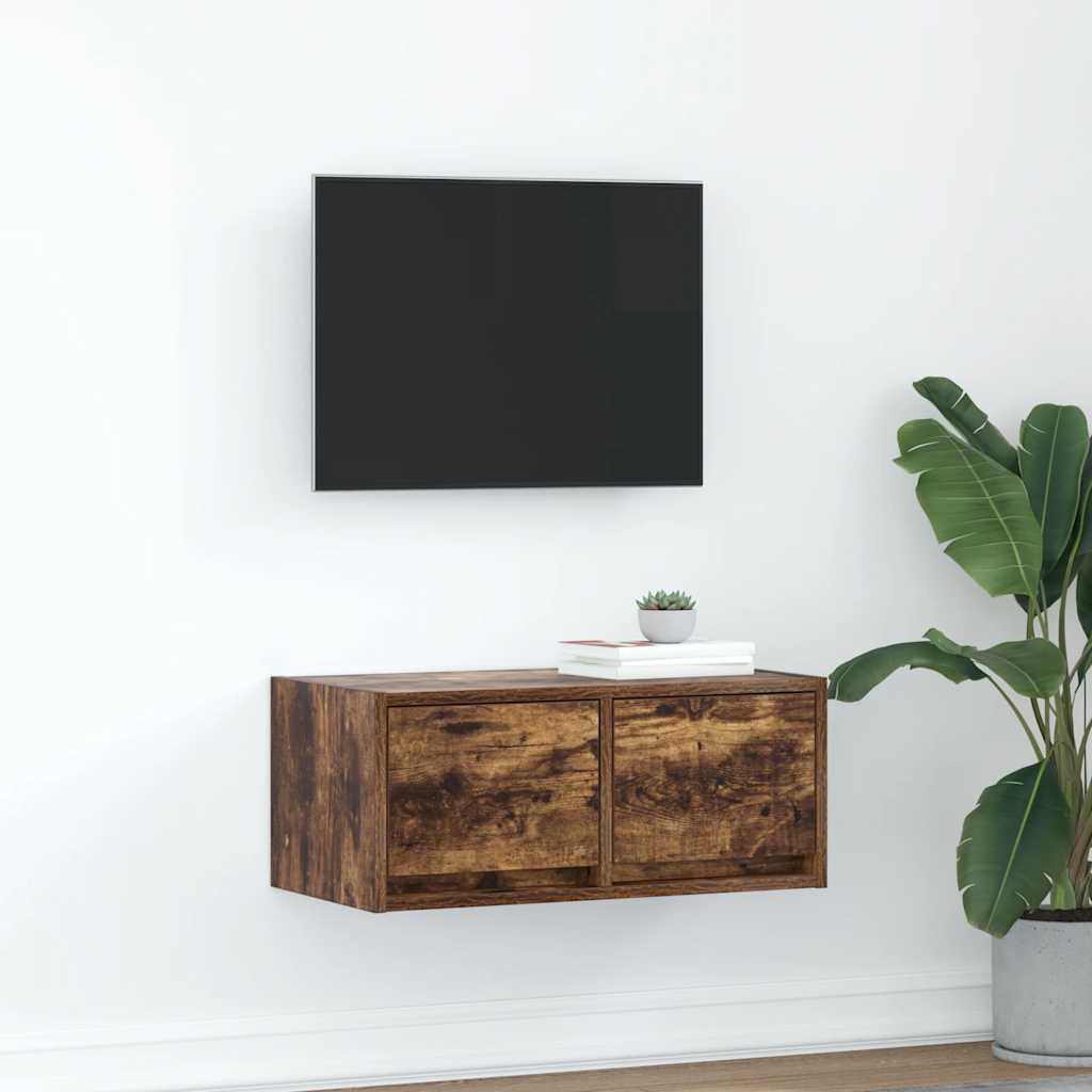 TV-meubel 60x31x25,5 cm bewerkt hout gerookt eikenkleurig is nu te koop bij PeponiXL, paradijselijk wonen!