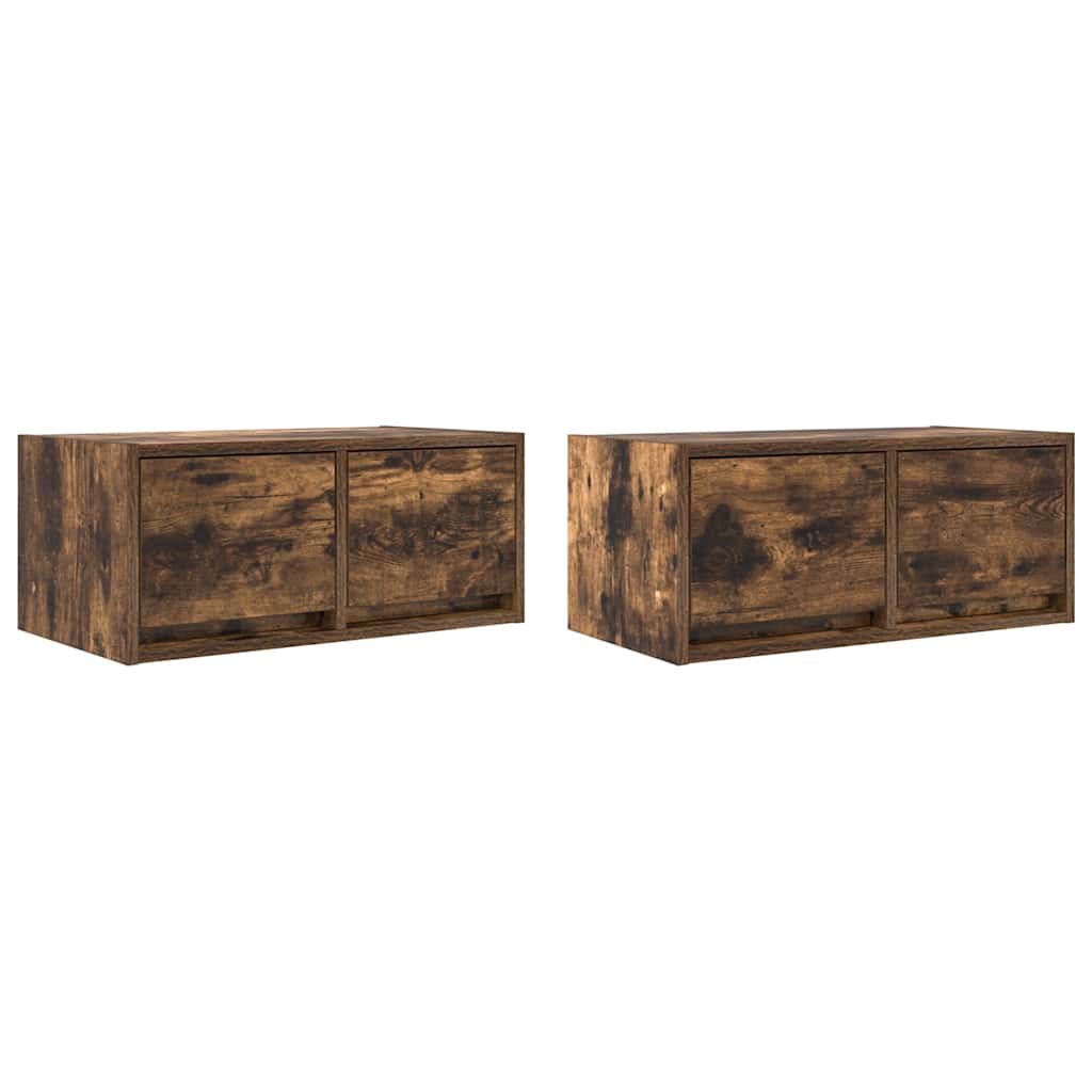 Tv-meubelen 2 st 60x31x25,5 cm bewerkt hout gerookt eikenkleur is nu te koop bij PeponiXL, paradijselijk wonen!