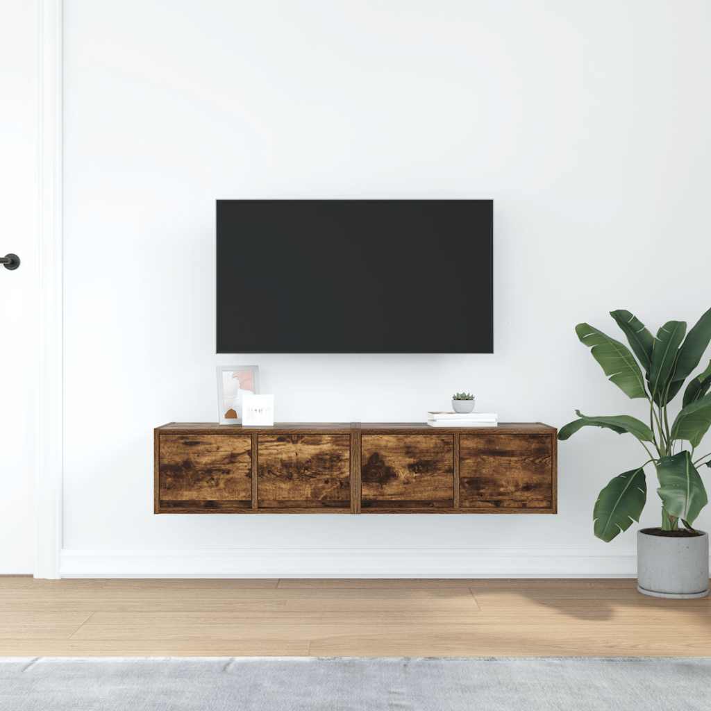 Tv-meubelen 2 st 60x31x25,5 cm bewerkt hout gerookt eikenkleur is nu te koop bij PeponiXL, paradijselijk wonen!