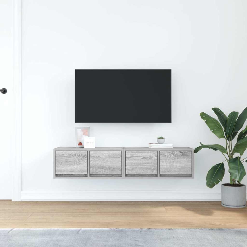 Tv-meubelen 2 st 60x31x25,5 cm bewerkt hout grijs sonoma eiken is nu te koop bij PeponiXL, paradijselijk wonen!