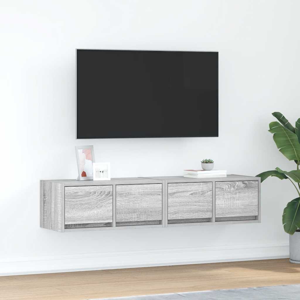 Tv-meubelen 2 st 60x31x25,5 cm bewerkt hout grijs sonoma eiken is nu te koop bij PeponiXL, paradijselijk wonen!
