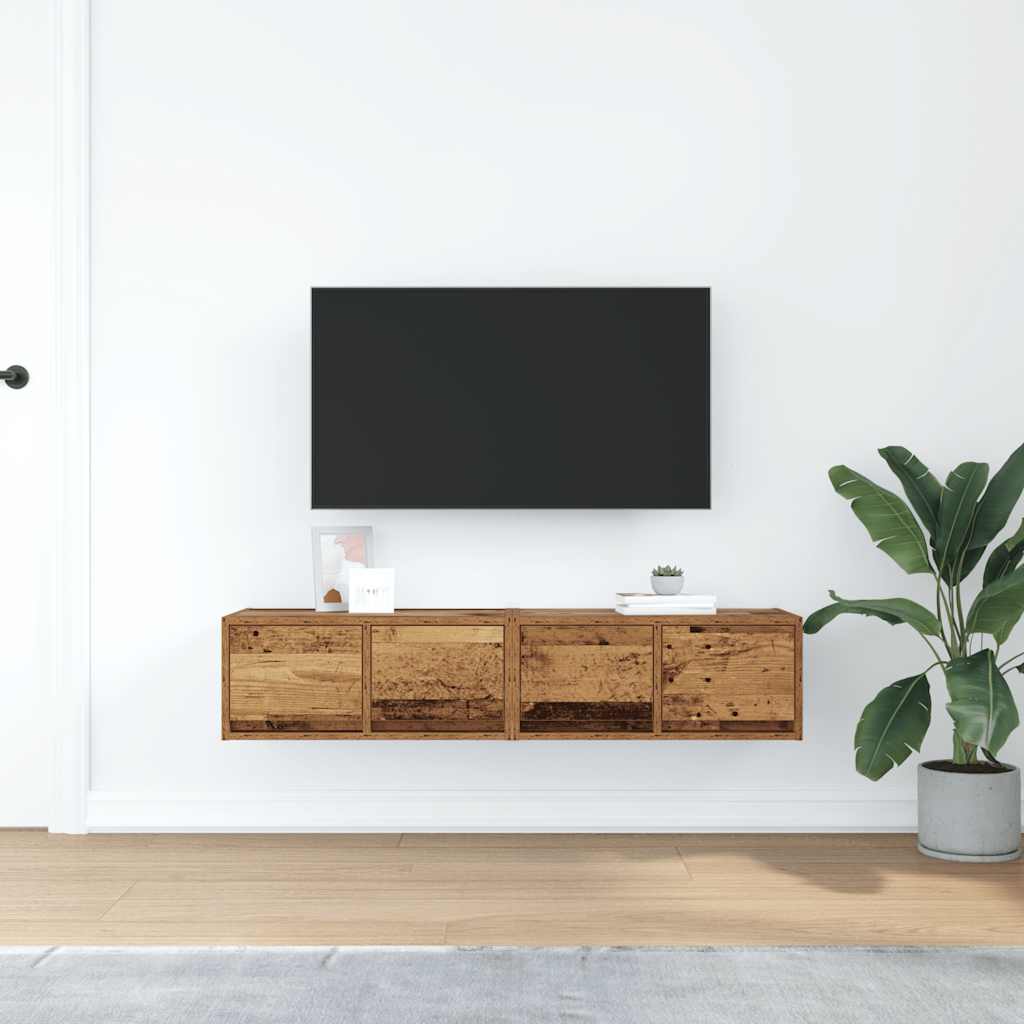 Tv-meubels 2 st 60x31x25,5 cm bewerkt hout oud houtkleurig is nu te koop bij PeponiXL, paradijselijk wonen!
