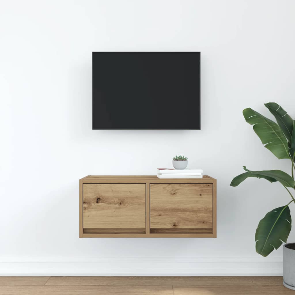 TV-meubel 60x31x25,5 cm bewerkt hout artisanaal eikenkleur is nu te koop bij PeponiXL, paradijselijk wonen!