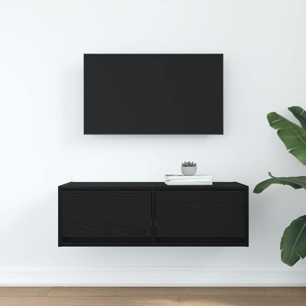 TV-meubel 80x31x25,5 cm spaanplaat zwart eikenkleurig is nu te koop bij PeponiXL, paradijselijk wonen!