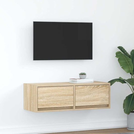 Tv-meubel 80x31x25,5 cm bewerkt hout sonoma eikenkleurig is nu te koop bij PeponiXL, paradijselijk wonen!