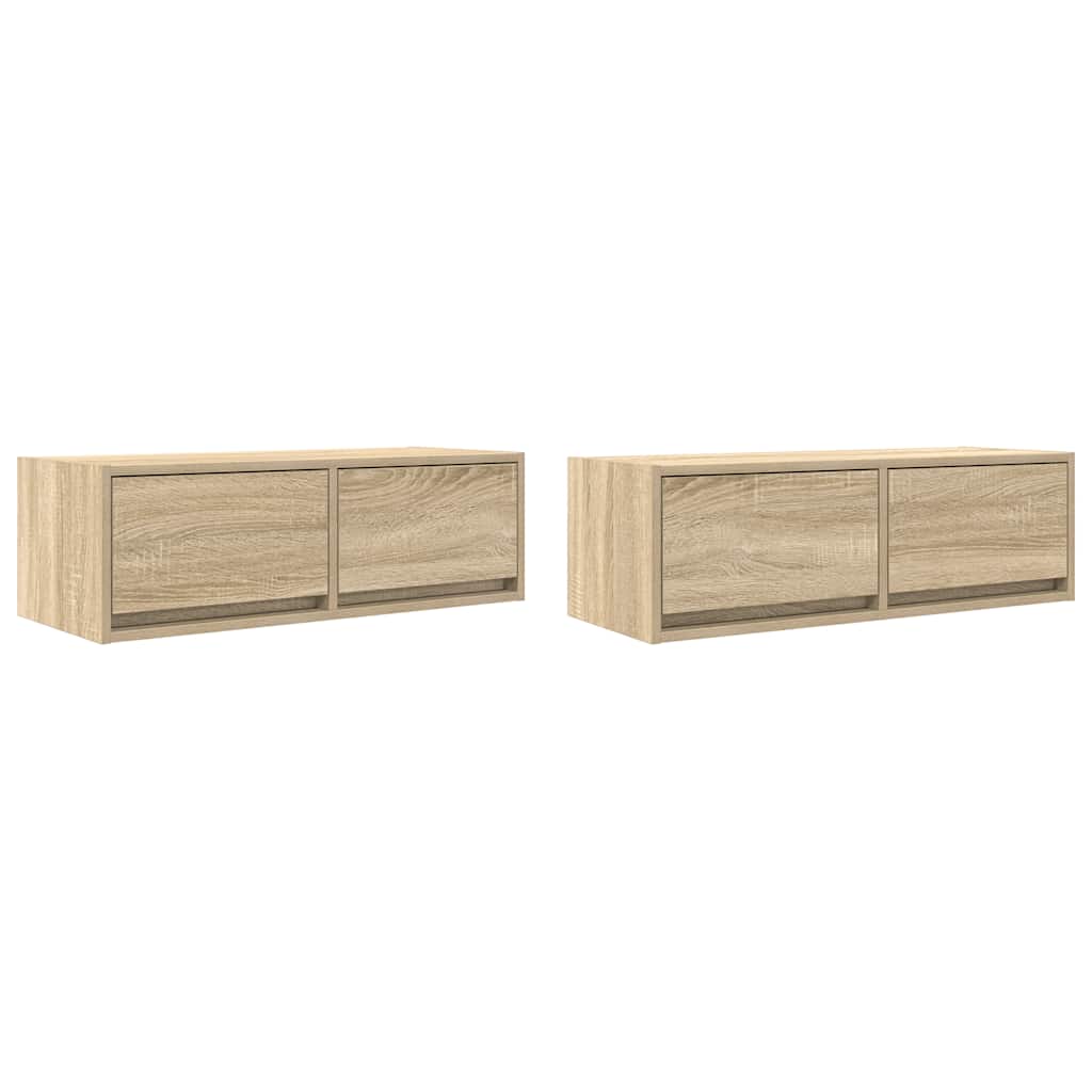 Tv-meubels 2 st 80x31x25,5 cm bewerkt hout sonoma eikenkleurig is nu te koop bij PeponiXL, paradijselijk wonen!