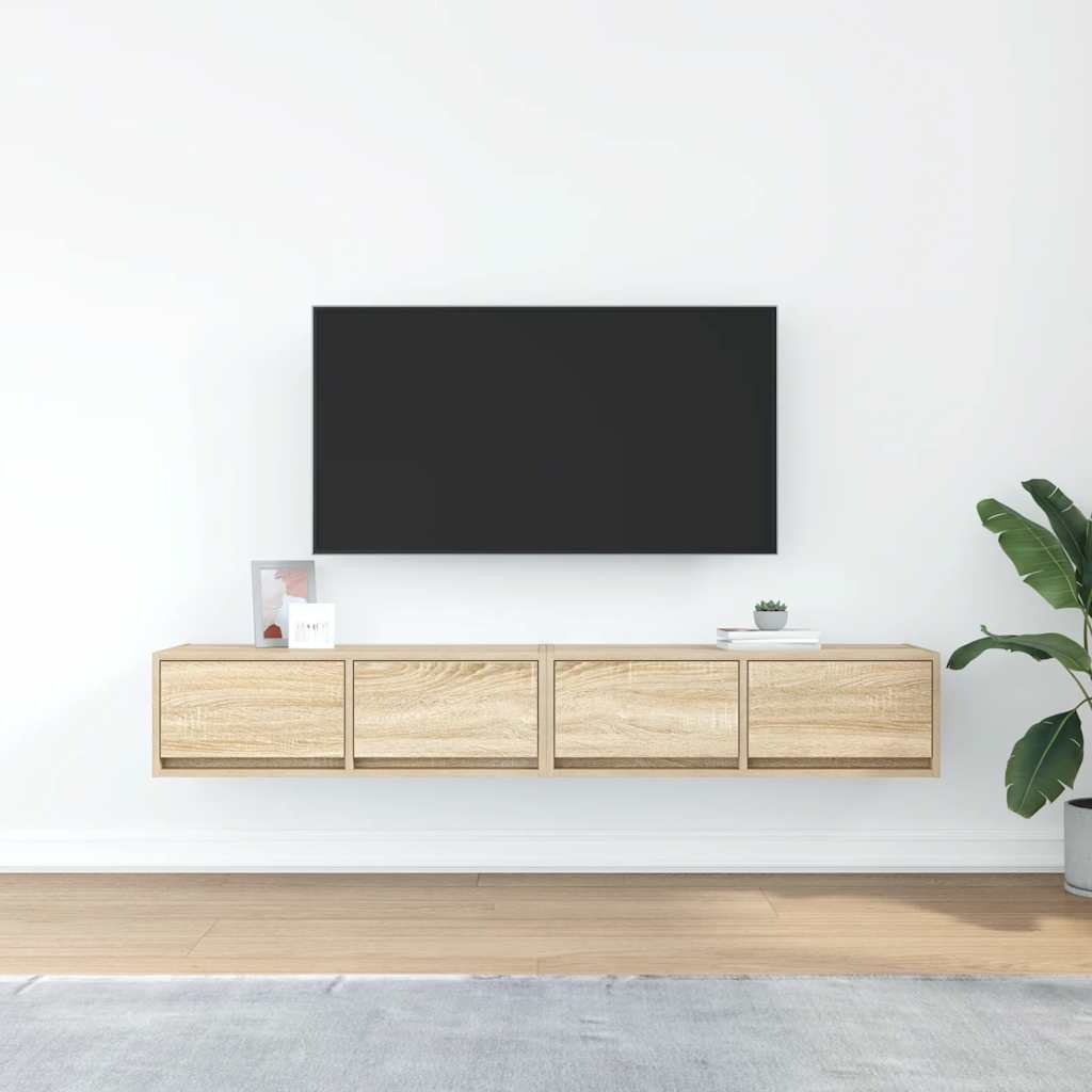 Tv-meubels 2 st 80x31x25,5 cm bewerkt hout sonoma eikenkleurig is nu te koop bij PeponiXL, paradijselijk wonen!