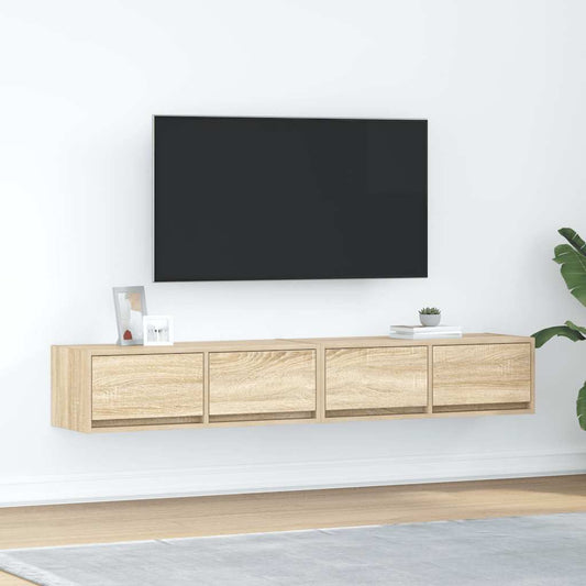 Tv-meubels 2 st 80x31x25,5 cm bewerkt hout sonoma eikenkleurig is nu te koop bij PeponiXL, paradijselijk wonen!