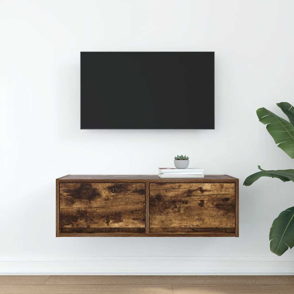 Tv-meubel 80x31x25,5 cm bewerkt hout gerookt eikenkleurig is nu te koop bij PeponiXL, paradijselijk wonen!