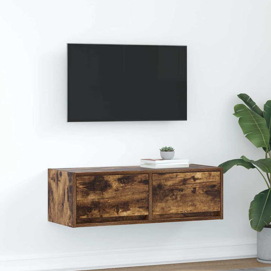 Tv-meubel 80x31x25,5 cm bewerkt hout gerookt eikenkleurig is nu te koop bij PeponiXL, paradijselijk wonen!