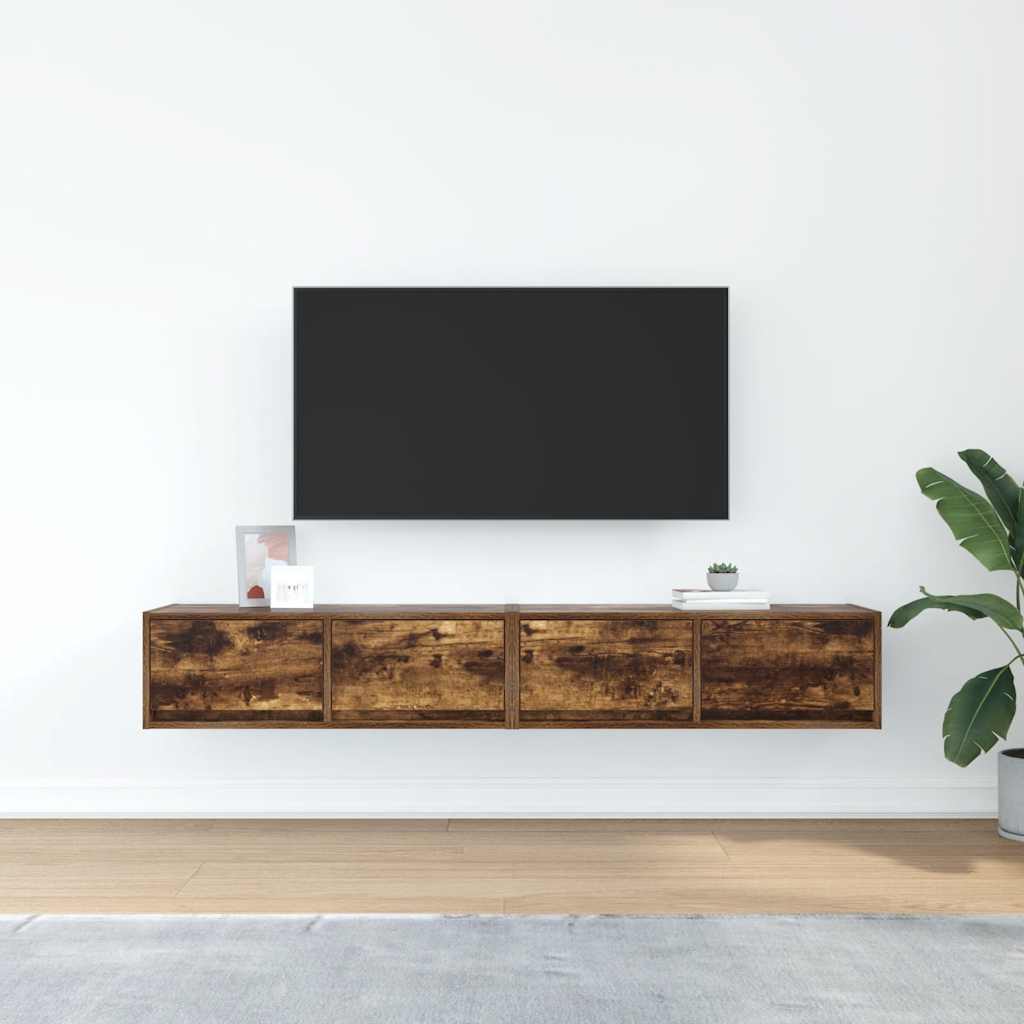 Tv-meubelen 2 st 80x31x25,5cm bewerkt hout gerookt eikenkleurig is nu te koop bij PeponiXL, paradijselijk wonen!