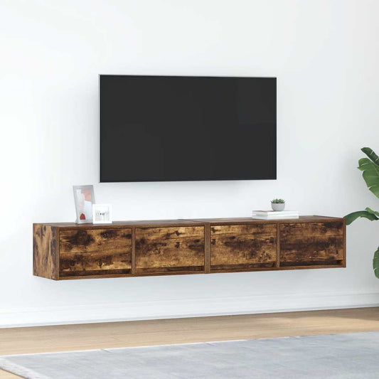Tv-meubelen 2 st 80x31x25,5cm bewerkt hout gerookt eikenkleurig is nu te koop bij PeponiXL, paradijselijk wonen!
