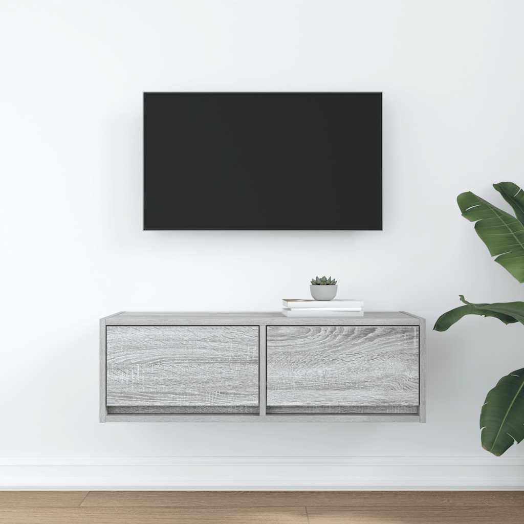 Tv-meubel 80x31x25,5 cm bewerkt hout grijs sonoma eikenkleurig is nu te koop bij PeponiXL, paradijselijk wonen!