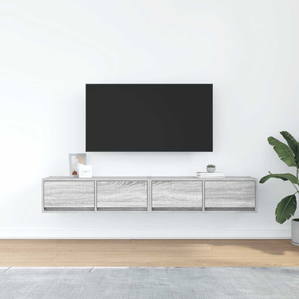 Tv-meubelen 2 st 80x31x25,5 cm bewerkt hout grijs sonoma eiken is nu te koop bij PeponiXL, paradijselijk wonen!