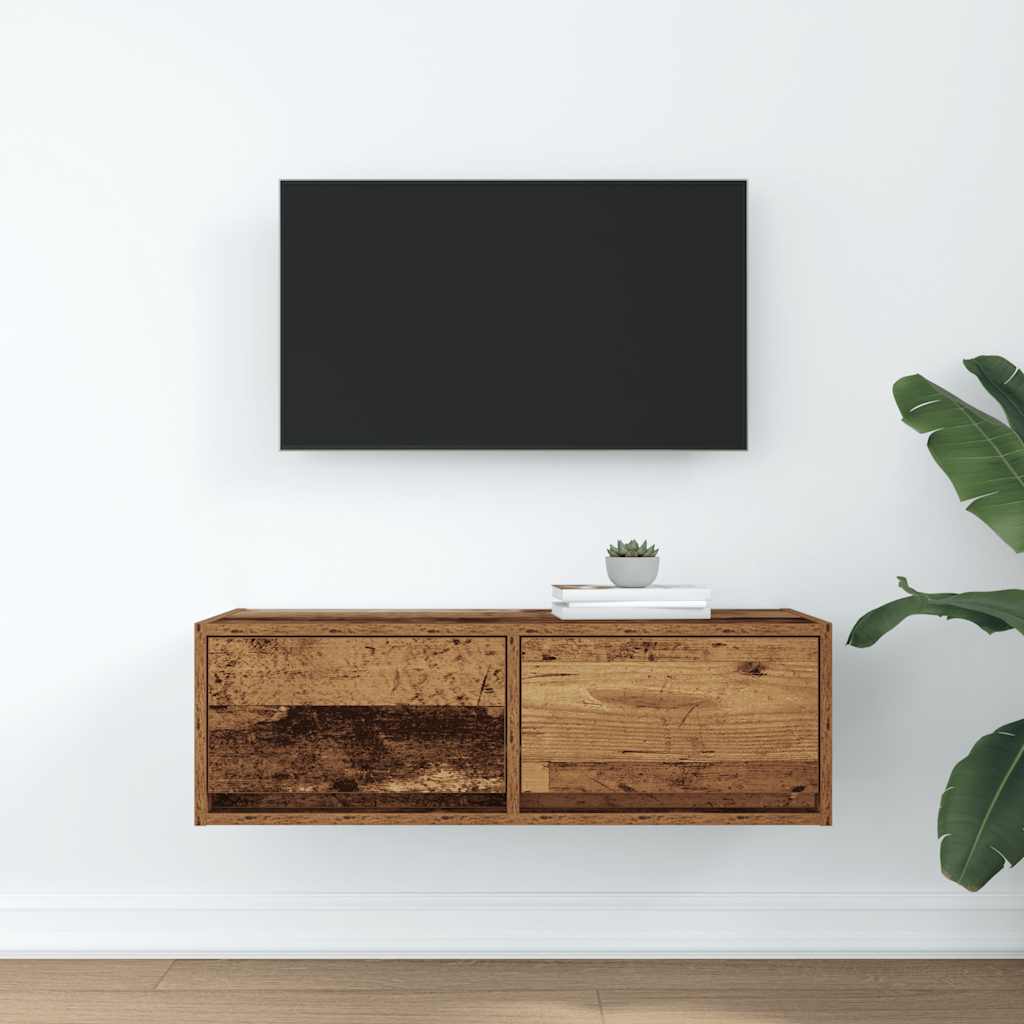 TV-meubel 80x31x25,5 cm bewerkt hout oud houtkleurig is nu te koop bij PeponiXL, paradijselijk wonen!