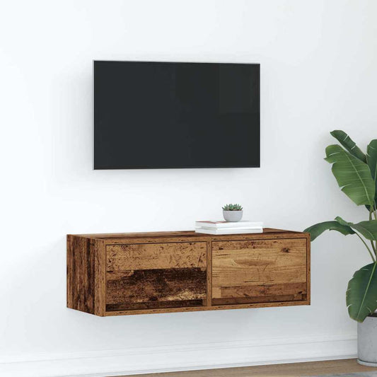 TV-meubel 80x31x25,5 cm bewerkt hout oud houtkleurig is nu te koop bij PeponiXL, paradijselijk wonen!