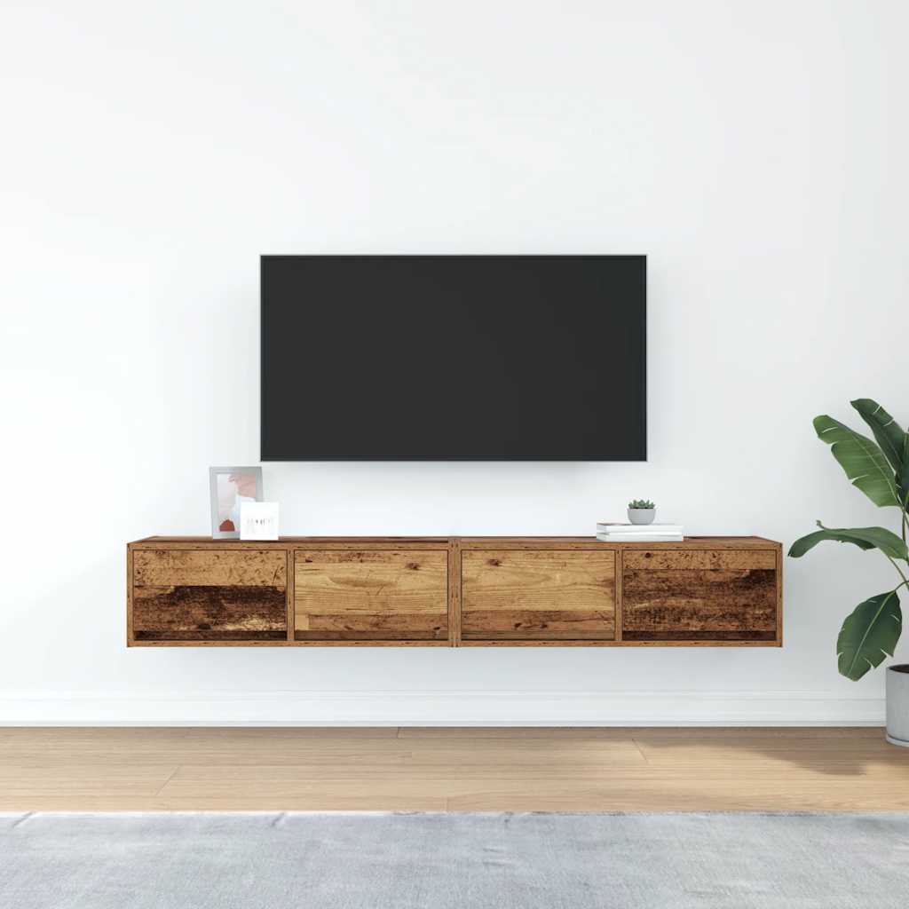 Tv-meubels 2 st 80x31x25,5 cm bewerkt hout oud houtkleurig is nu te koop bij PeponiXL, paradijselijk wonen!