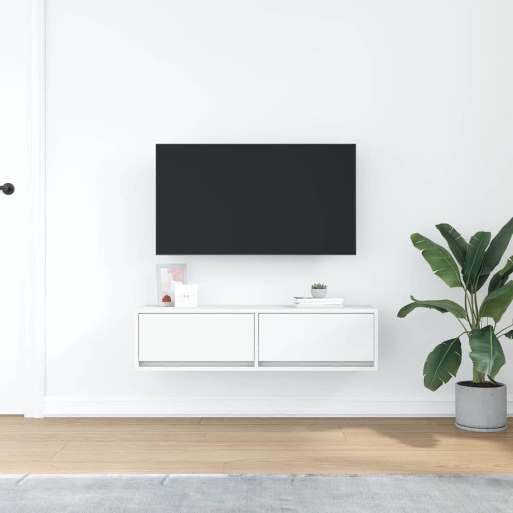 TV-kast met lade Wit 100 x 31 x 25,5 cm Bewerkt hout is nu te koop bij PeponiXL, paradijselijk wonen!