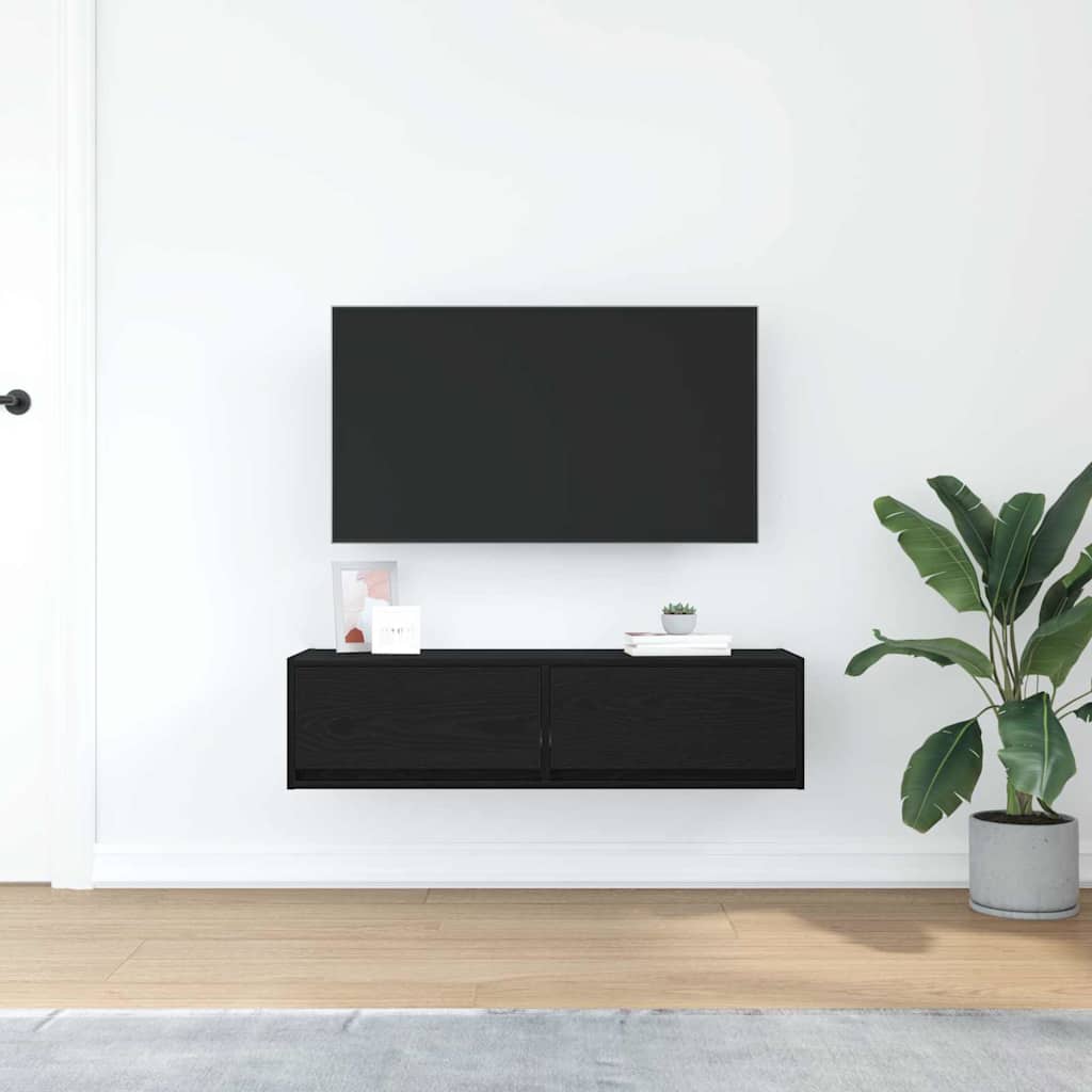 TV-kast met lade Zwart eiken 100 x 31 x 25,5 cm Bewerkt hout is nu te koop bij PeponiXL, paradijselijk wonen!