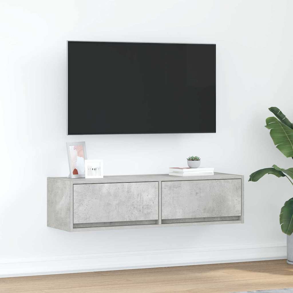 TV-kast met lade Betongrijs 100 x 31 x 25,5 cm Bewerkt hout is nu te koop bij PeponiXL, paradijselijk wonen!