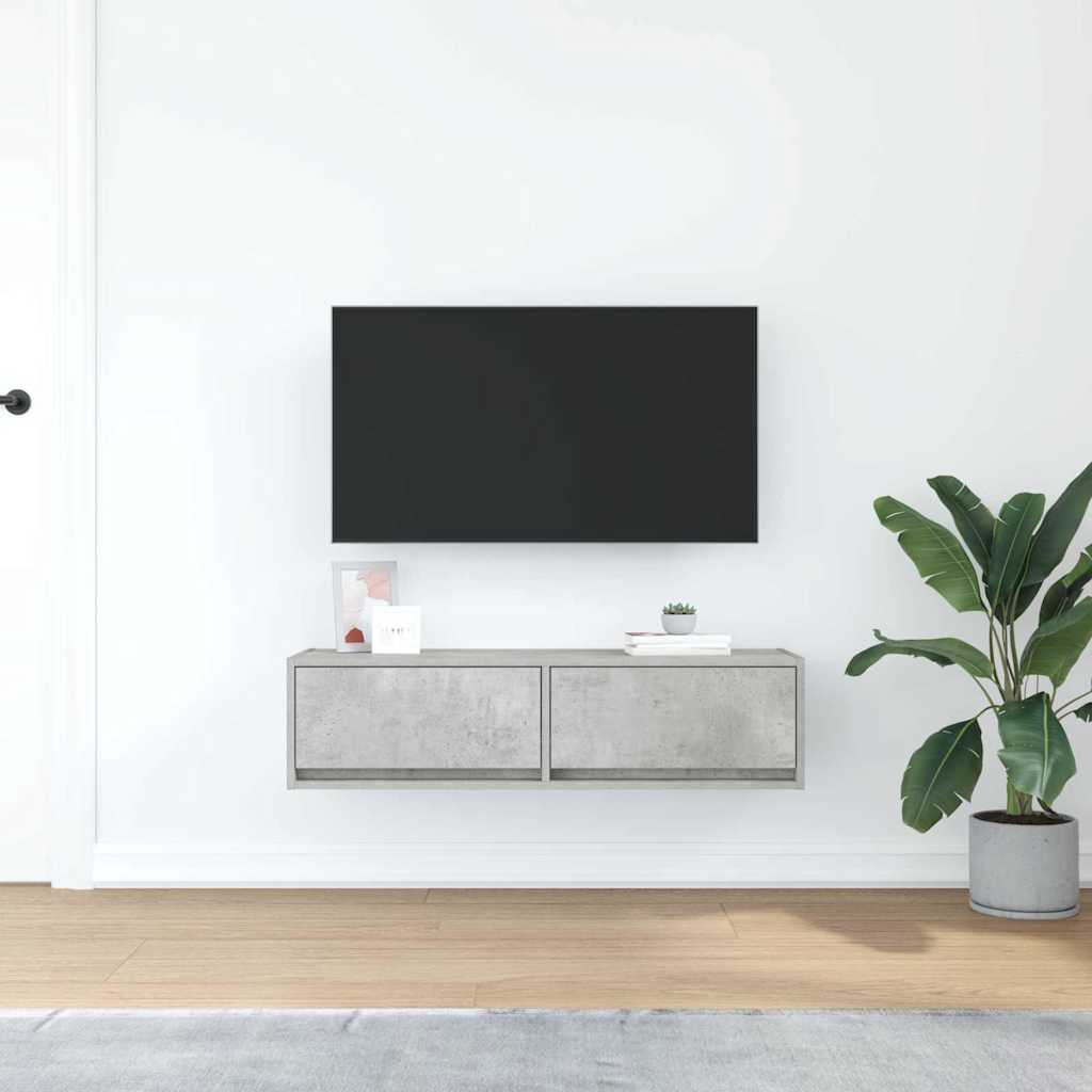 TV-kast met lade Betongrijs 100 x 31 x 25,5 cm Bewerkt hout is nu te koop bij PeponiXL, paradijselijk wonen!