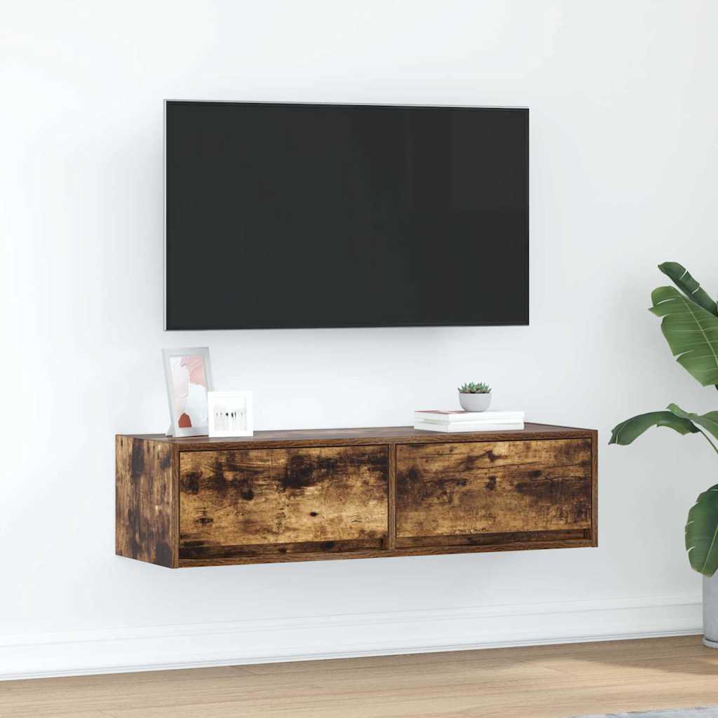 TV-kast met lade Gerookt eiken 100 x 31 x 25,5 cm Bewerkt hout is nu te koop bij PeponiXL, paradijselijk wonen!