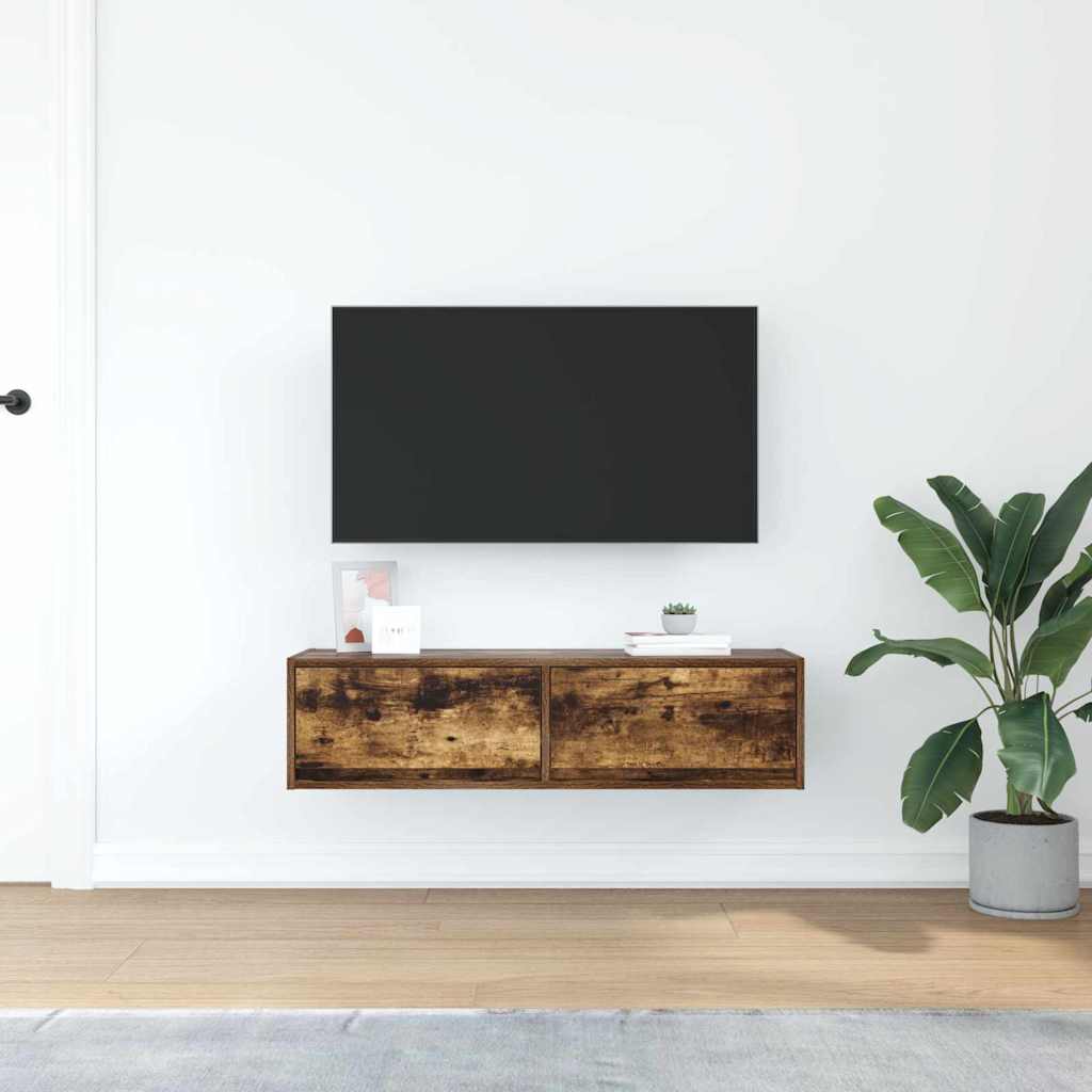 TV-kast met lade Gerookt eiken 100 x 31 x 25,5 cm Bewerkt hout is nu te koop bij PeponiXL, paradijselijk wonen!