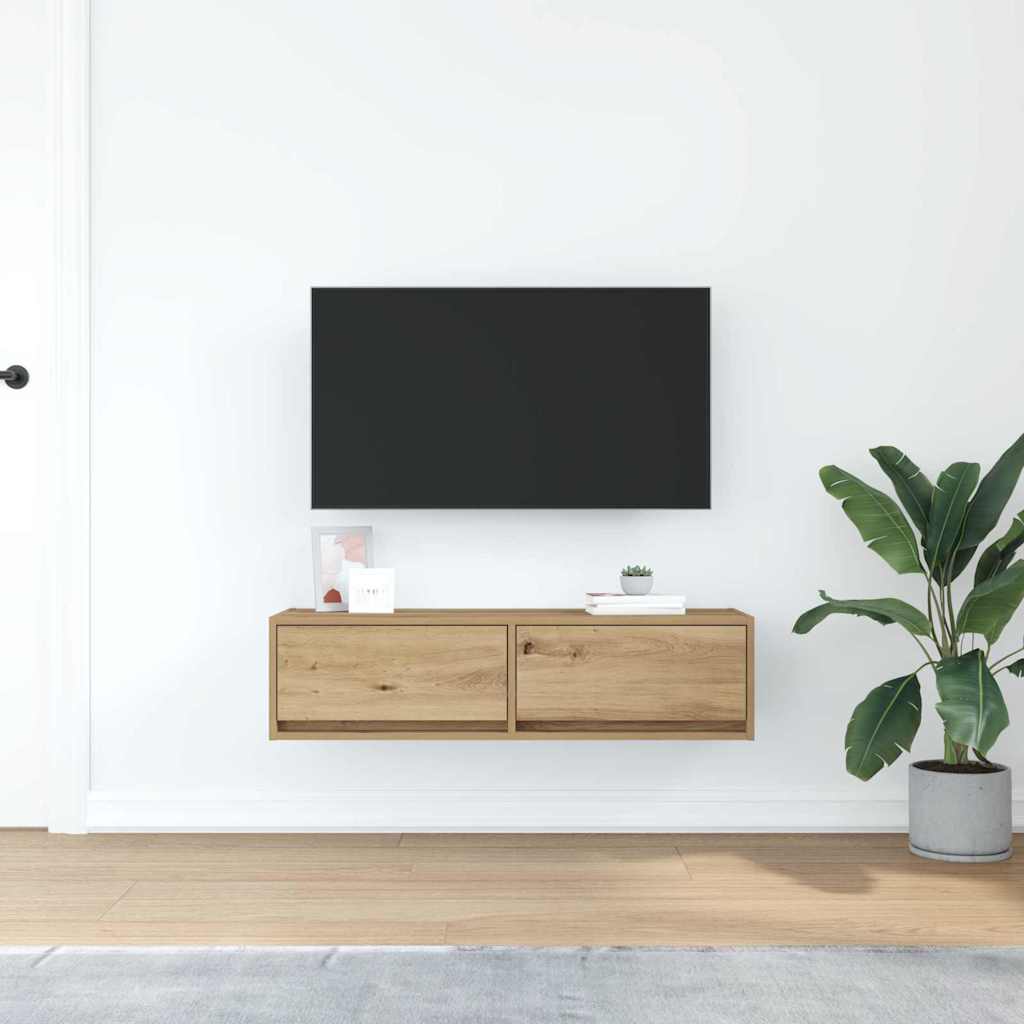 TV-kast artisanaal eikenkleurig 100 x 31 x 25,5 cm Bewerkt hout is nu te koop bij PeponiXL, paradijselijk wonen!