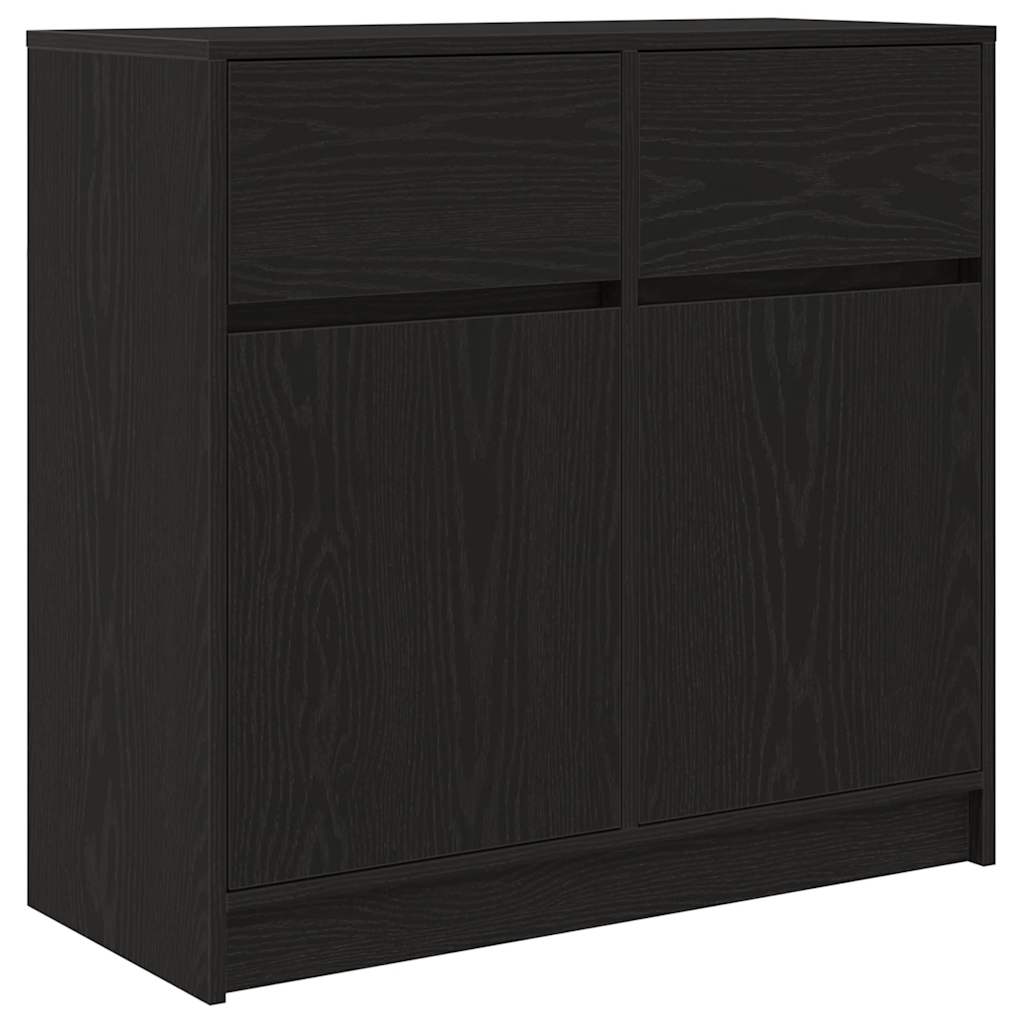 Dressoir met lade 80x34x76 cm spaanplaat zwart eikenkleurig is nu te koop bij PeponiXL, paradijselijk wonen!