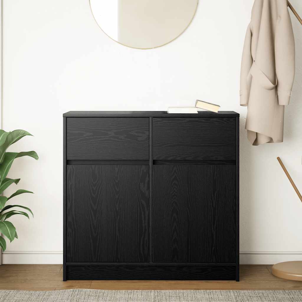 Dressoir met lade 80x34x76 cm spaanplaat zwart eikenkleurig is nu te koop bij PeponiXL, paradijselijk wonen!