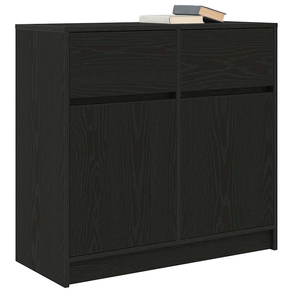 Dressoir met lade 80x34x76 cm spaanplaat zwart eikenkleurig is nu te koop bij PeponiXL, paradijselijk wonen!