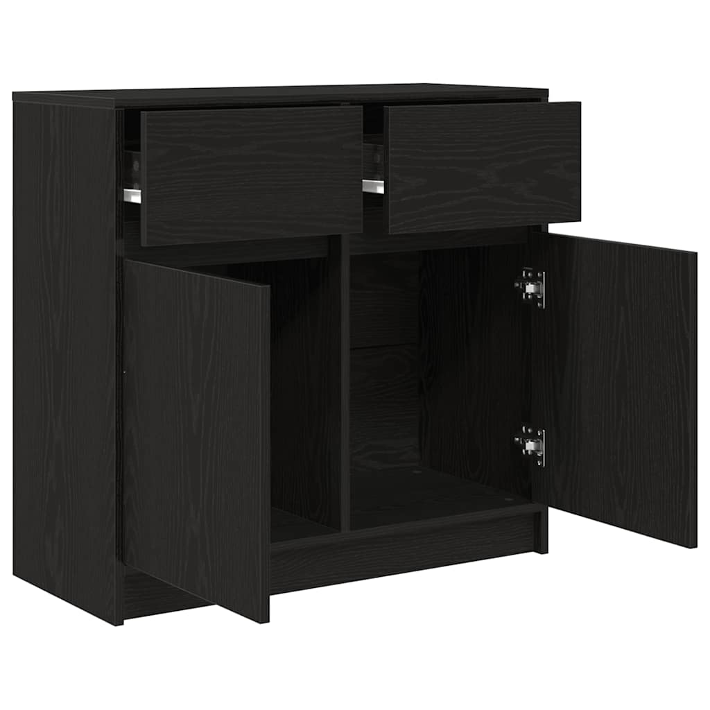 Dressoir met lade 80x34x76 cm spaanplaat zwart eikenkleurig is nu te koop bij PeponiXL, paradijselijk wonen!