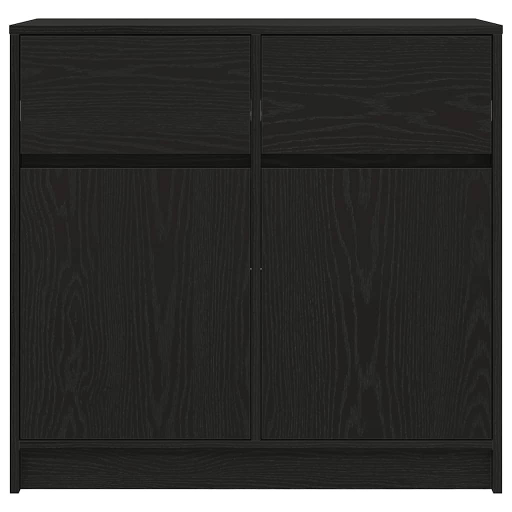Dressoir met lade 80x34x76 cm spaanplaat zwart eikenkleurig is nu te koop bij PeponiXL, paradijselijk wonen!