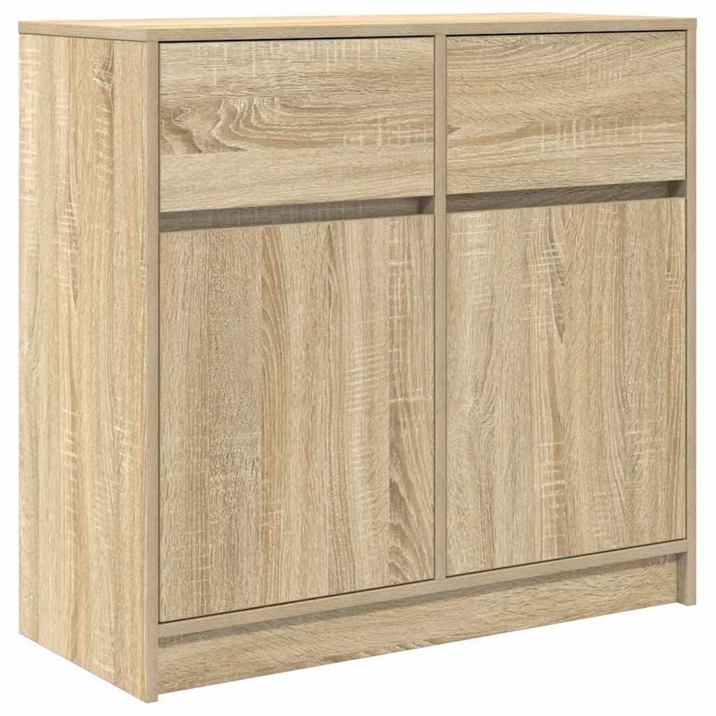 Dressoir met lade 80x34x76 cm spaanplaat sonoma eikenkleurig is nu te koop bij PeponiXL, paradijselijk wonen!