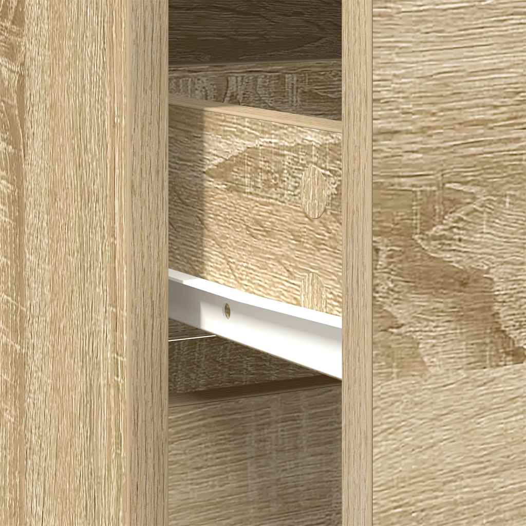 Dressoir met lade 80x34x76 cm spaanplaat sonoma eikenkleurig is nu te koop bij PeponiXL, paradijselijk wonen!