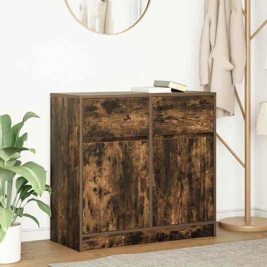 Dressoir met lade 80x34x76 cm spaanplaat gerookt eikenkleurig is nu te koop bij PeponiXL, paradijselijk wonen!