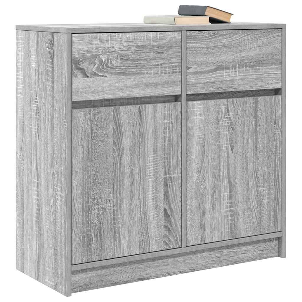 Dressoir met lade 80x34x76 cm spaanplaat grijs sonoma is nu te koop bij PeponiXL, paradijselijk wonen!